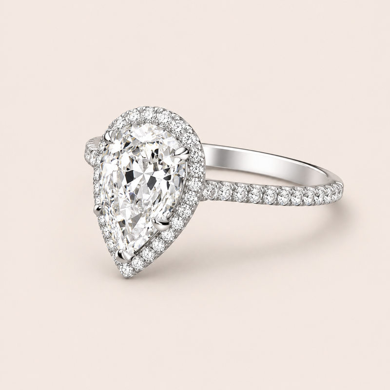 Water Drop — Anel Gota com Moissanite