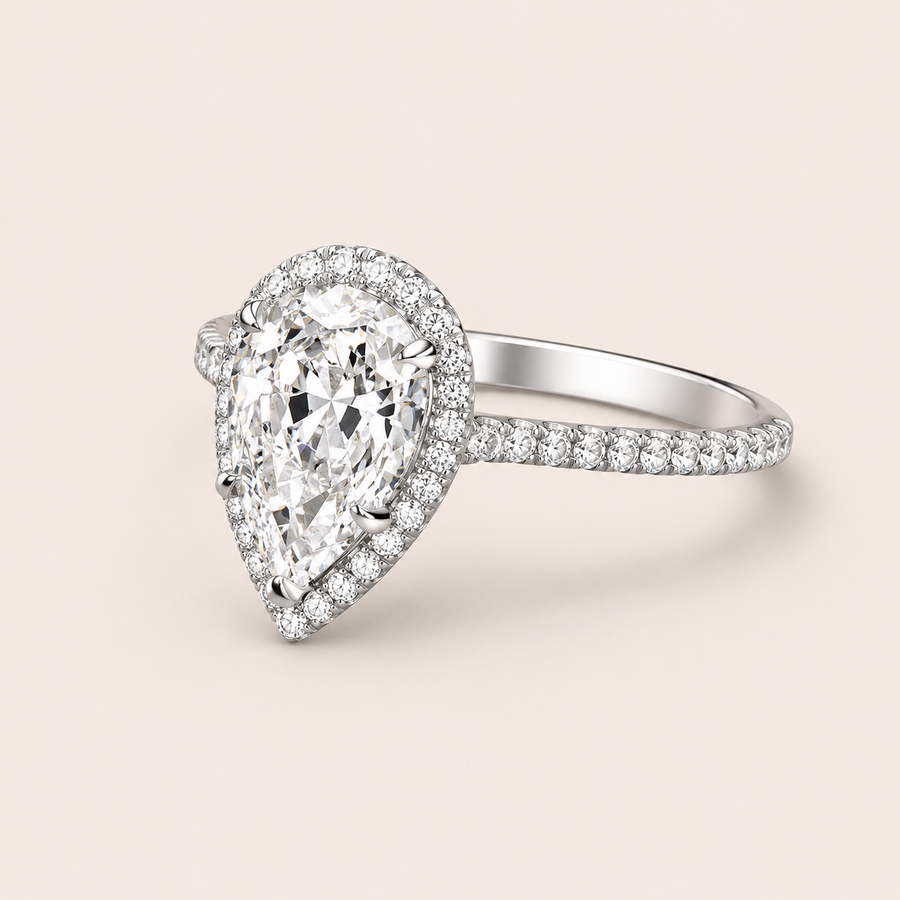 Water Drop — Anel Gota com Moissanite