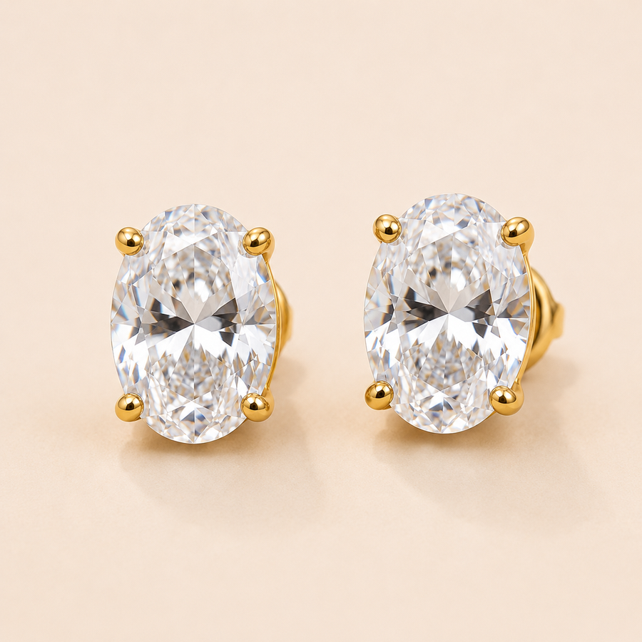 Oval Luxe — Brincos de Zircónia Oval em Prata 925
