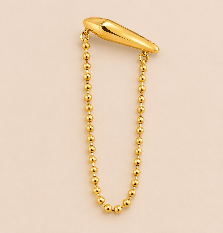 Ball Chain — Brincos Clip com Corrente e Borla