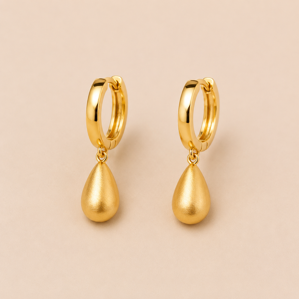 Water Drop Gold — Brincos Gota em Ouro Real 18k