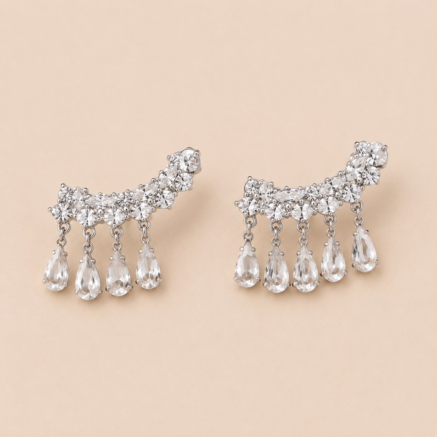 Crystal Drop — Brincos Gota com Zircónias e Borla